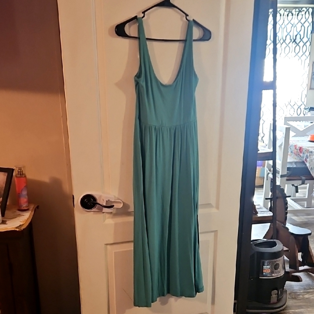Casual Teal Sleeveless Dress